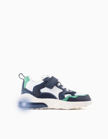 Light-up combined trainers Superlight Runner for baby boys, white/blue