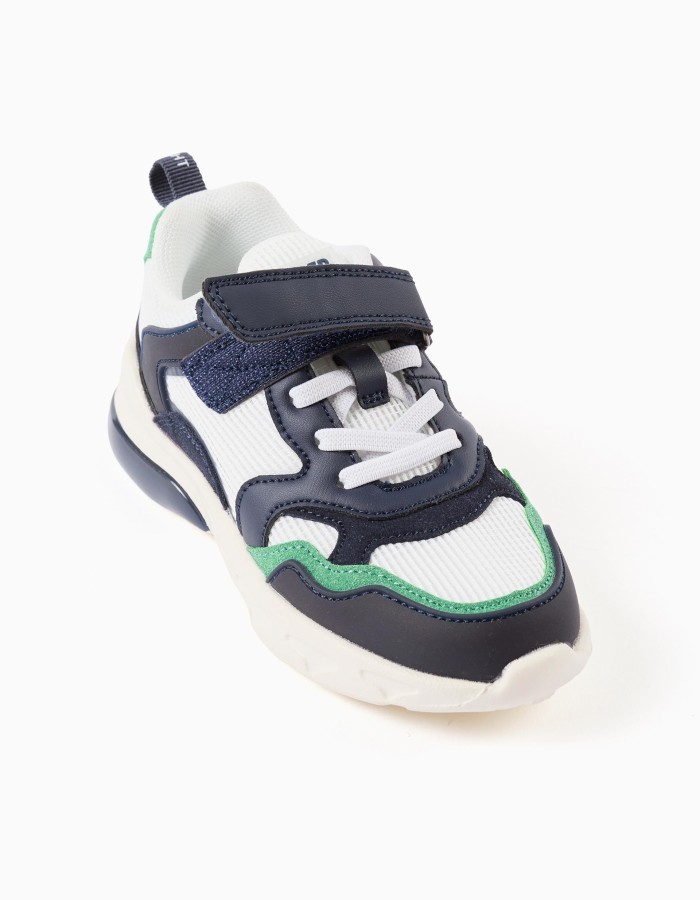 Light-up combined trainers Superlight Runner for boys, white/blue