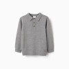 Knitted jumper with polo collar B&S for boys, grey