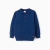 Cotton knit jumper with embossed lines for boys, blue