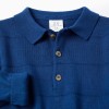 Cotton knit jumper with embossed lines for boys, blue