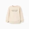 Cotton sweatshirt with Work of Art print for boys, light beige