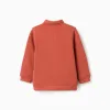 Cotton sweatshirt with polo collar and print for boys, orange