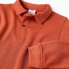 Cotton sweatshirt with polo collar and print for boys, orange
