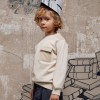 Cotton sweatshirt with chest pocket B&S for boys, light beige