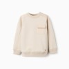 Cotton sweatshirt with chest pocket B&S for boys, light beige