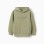 Cotton hooded sweatshirt with Lanzarote print for boys, khaki green