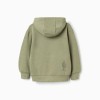 Cotton hooded sweatshirt with Lanzarote print for boys, khaki green