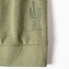 Cotton hooded sweatshirt with Lanzarote print for boys, khaki green