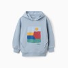 Cotton hooded sweatshirt with Art Thinker print for boys, light blue