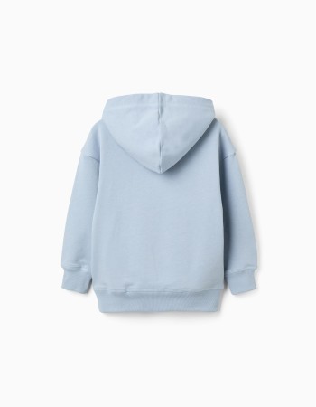 Cotton hooded sweatshirt with Art Thinker print for boys, light blue