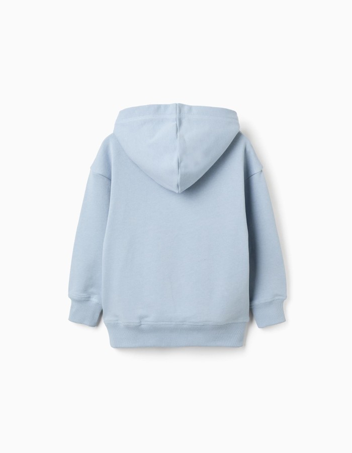 Cotton hooded sweatshirt with Art Thinker print for boys, light blue