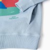 Cotton hooded sweatshirt with Art Thinker print for boys, light blue