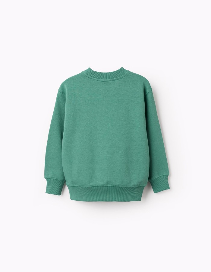 Cotton sweatshirt with Unlock Your Creativity print for boys, green