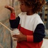 Cotton sweatshirt with colour block for boys, white/red/blue