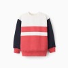 Cotton sweatshirt with colour block for boys, white/red/blue