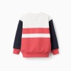 Cotton sweatshirt with colour block for boys, white/red/blue