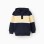 Cotton hooded sweatshirt with colour block for boys, blue/yellow/white
