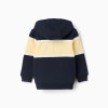Cotton hooded sweatshirt with colour block for boys, blue/yellow/white