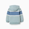 Cotton hooded sweatshirt with colour block for boys, green/blue/white