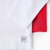 Pack of 2 Long-Sleeved Cotton T-shirts for Boys, White/Red