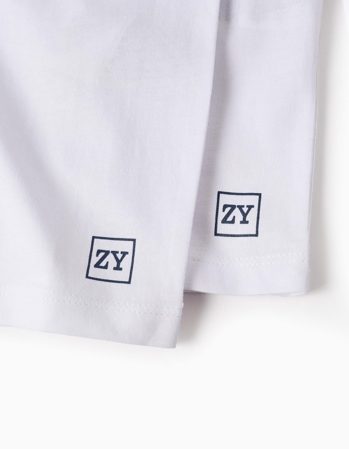 Pack of 2 Plain Long Sleeve T-shirts for Boys, White