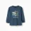 Long sleeve cotton T-shirt with print 'C' for boys, petrol blue