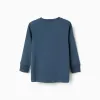 Long sleeve cotton T-shirt with print 'C' for boys, petrol blue