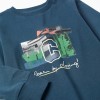 Long sleeve cotton T-shirt with print 'C' for boys, petrol blue