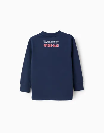Long Sleeve Cotton T-shirt for Boys 'Spiderman', Blue
