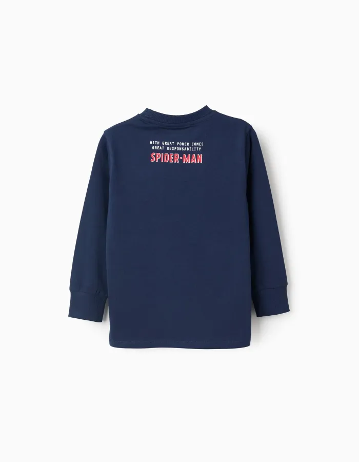 Long Sleeve Cotton T-shirt for Boys 'Spiderman', Blue