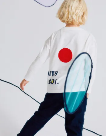 Long Sleeve Cotton T-shirt for Boys 'Dot', White