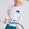 Long Sleeve Cotton T-shirt for Boys 'Dot', White
