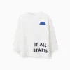 Long Sleeve Cotton T-shirt for Boys 'Dot', White