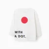 Long Sleeve Cotton T-shirt for Boys 'Dot', White