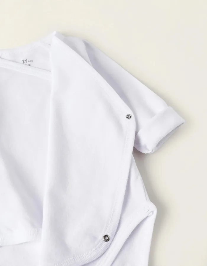 Pack of 4 Brushed Cotton Bodysuits for Newborns and Babies, White