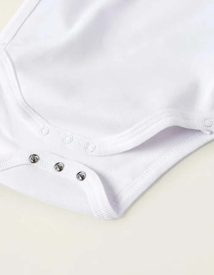Pack of 4 Brushed Cotton Bodysuits for Newborns and Babies, White