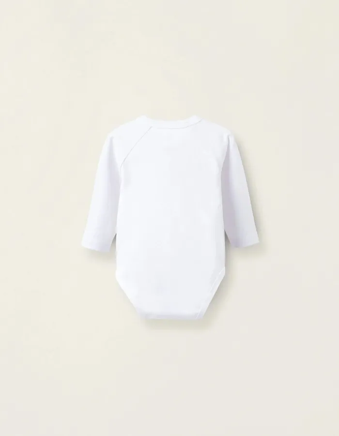 Pack of 4 Brushed Cotton Bodysuits for Newborns and Babies, White