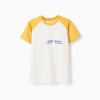 Cotton T-shirt with Colors print for boys, white/yellow