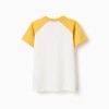 Cotton T-shirt with Colors print for boys, white/yellow