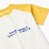 Cotton T-shirt with Colors print for boys, white/yellow