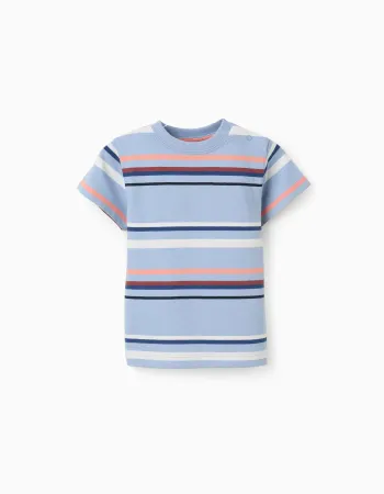 Striped cotton T-shirt for baby boys, multicolour
