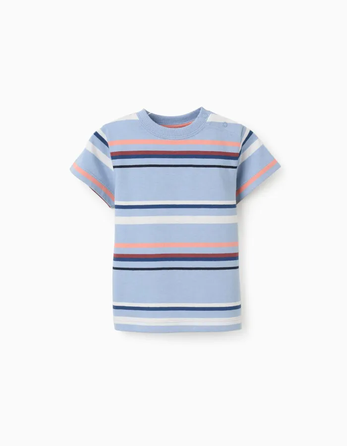 Striped cotton T-shirt for baby boys, multicolour