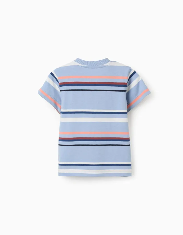 Striped cotton T-shirt for baby boys, multicolour