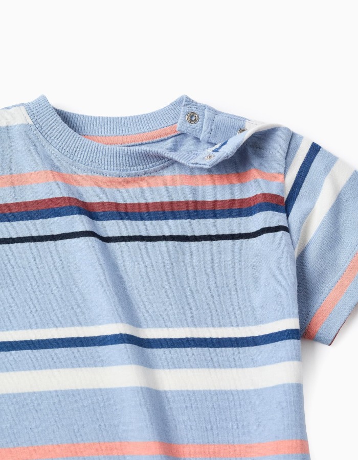 Striped cotton T-shirt for baby boys, multicolour