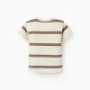Striped cotton T-shirt for baby boys, beige/orange/green