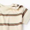 Striped cotton T-shirt for baby boys, beige/orange/green