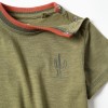 Cotton T-shirt with embroidered cactus for baby boys, dark green