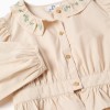 Poplin blouse with ruffles and balloon sleeves B&S for girls, beige