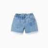 Denim shorts with frayed hems for girls, light blue